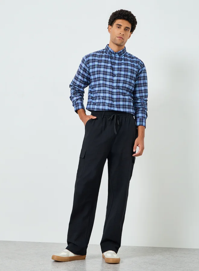 تايك تو Men Black Cargo Trousers with Drawstring